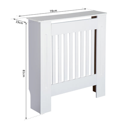 HOMCOM MDF Radiator Cover Wooden Cabinet Shelving Home Office Vertical Slatted Vent White 78L x 19W x 81H 