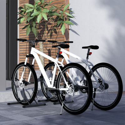 SPORTNOW Bike Floor Stand Set of 2, Portable Bike Rack for 16"-29" Kid's/Mountain/Road Bikes Garage Indoor Outdoor Use 