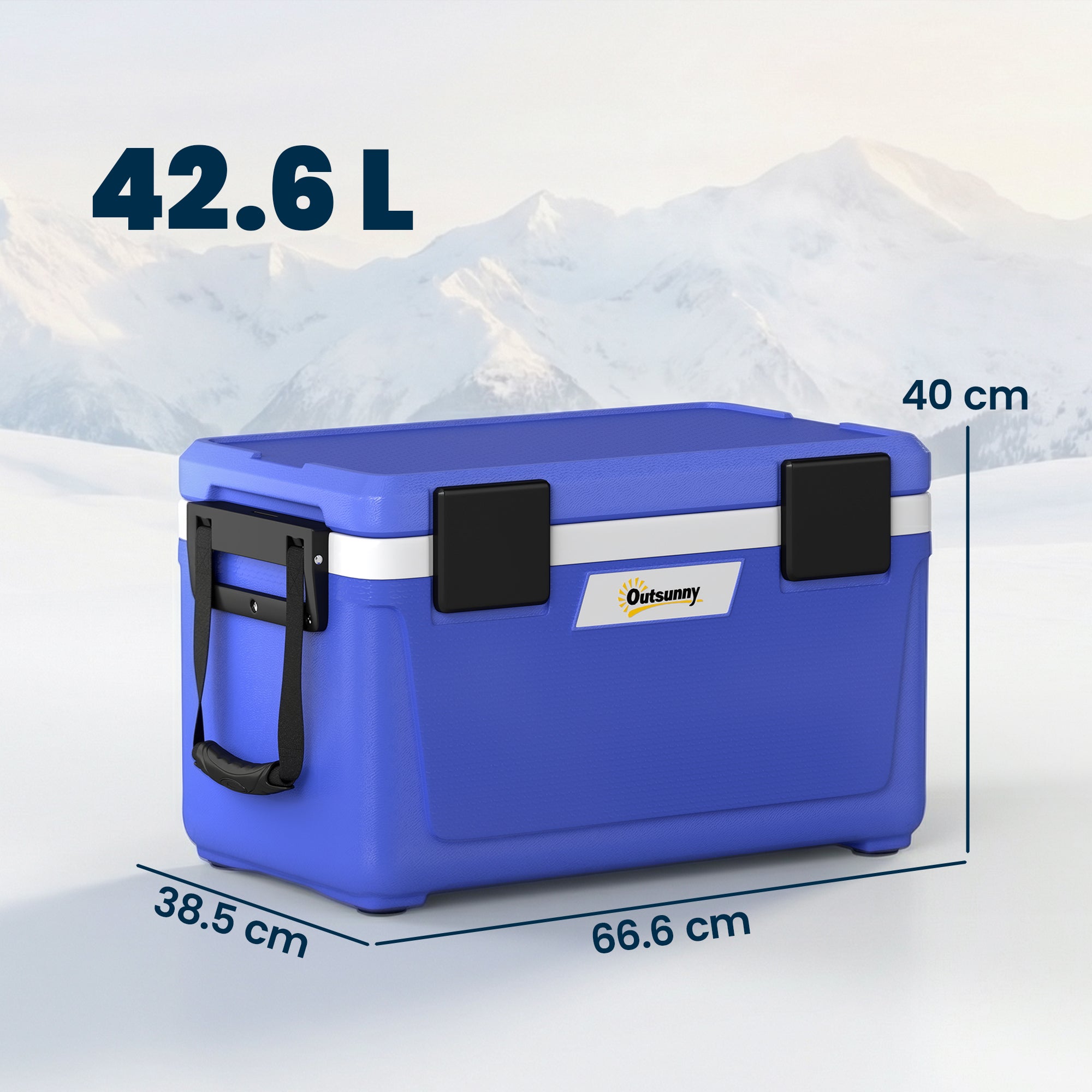Outsunny 42.6L Insulated Cool Box, Lightweight Portable Ice Cooler with Handle, Lid and Drain Valve, Dark Blue 