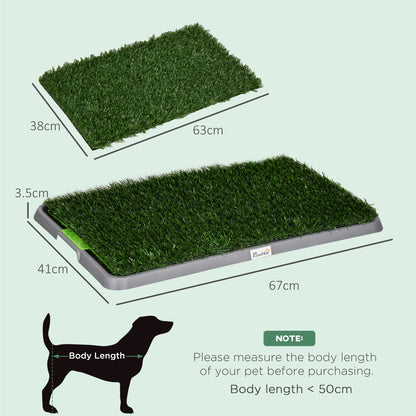 PawHut Artificial Grass Dog Toilet with Tray for Potty Training Indoor Outdoor, 2 Packs, 67 x 41cm 