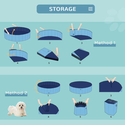PawHut Foldable Dog Paddling Pool Pet Cat Swimming Pool Indoor/Outdoor Collapsible Bathing Tub Shower Tub Puppy Φ80 × 20H cm S Sized 