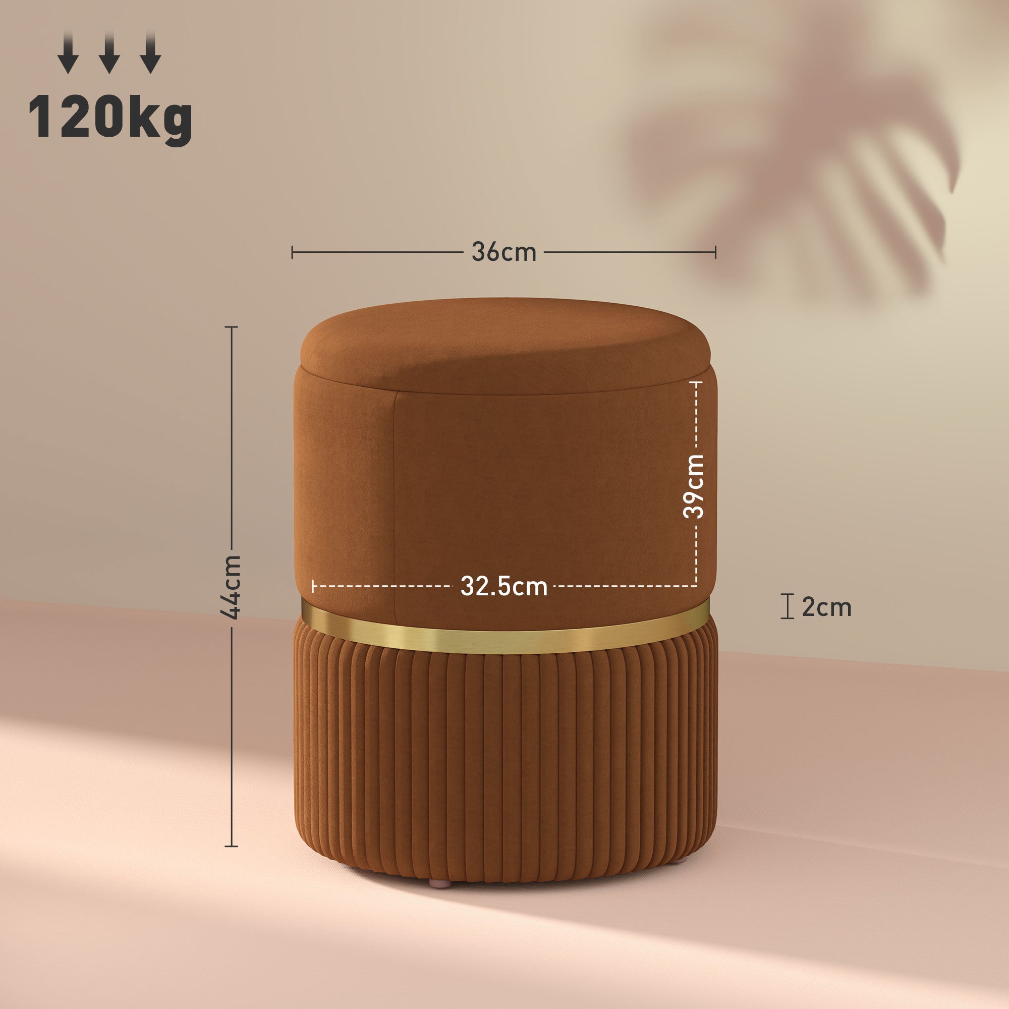 HOMCOM Velvet-Feel Storage Ottoman - Brown 