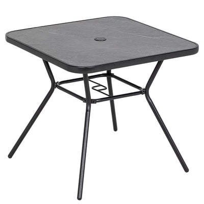 Outsunny Square Outdoor Table, Patio Bistro Coffee Table with Faux-marbled Top and 42mm Umbrella Hole for Garden 
