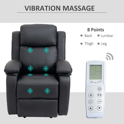 HOMCOM Riser and Recliner Chair with Vibration Massage, PU Leather Power Lift Chair for Elderly, Black