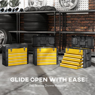 HOMCOM 4 Drawers Large Toolbox - Yellow 