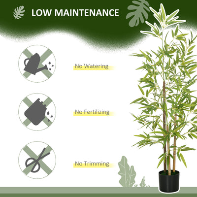 HOMCOM Artificial Plant Bamboo Artificial Tree Height 120 cm with Pot for Home Indoor Decor 