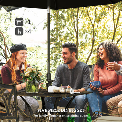 Outsunny Five-Piece Cast Aluminium Garden Dining Set - Bronze Tone 