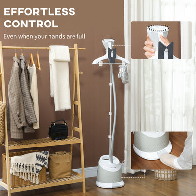 HOMCOM 1800W Standing Clothes Steamer, with Accessories - Grey 