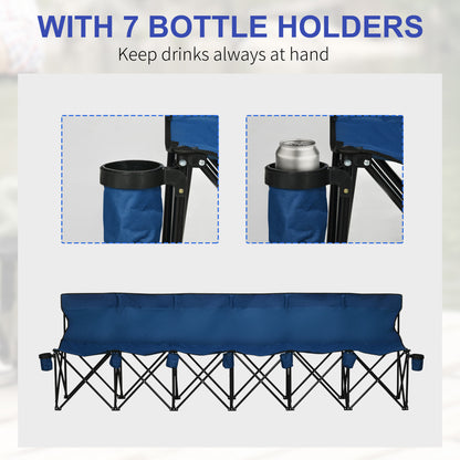Outsunny 6 Seater Folding Camping Chair with Cup Holder & Carry Bag - Blue 