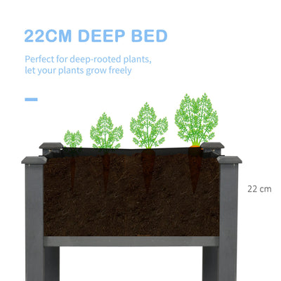 Outsunny Raised Bed for Garden, Wooden Elevated Planter Box with Bed Liner, for Flower Vegetable Herb, Dark Grey 
