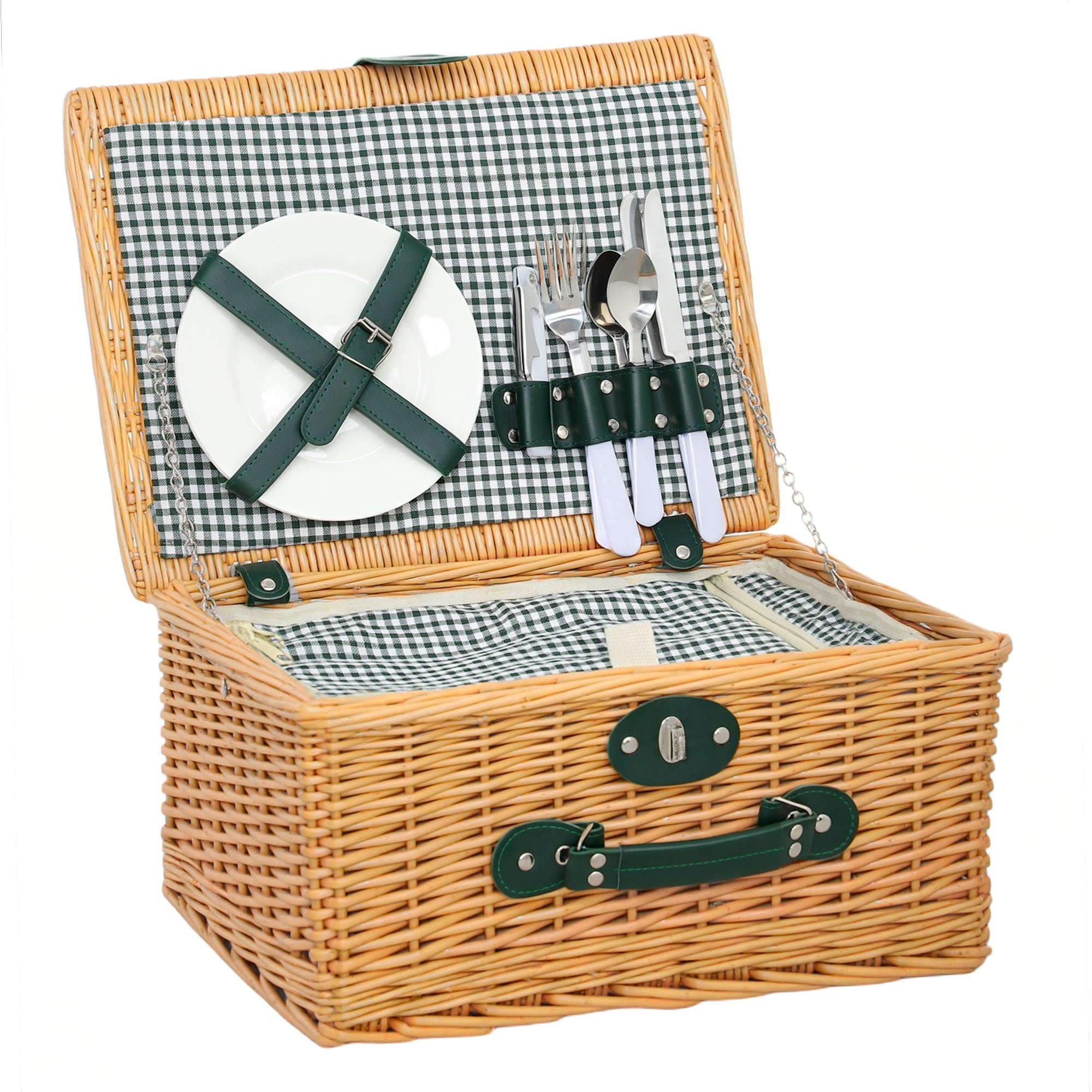 Outsunny Two-Person Picnic Set, with Wicker Basket 