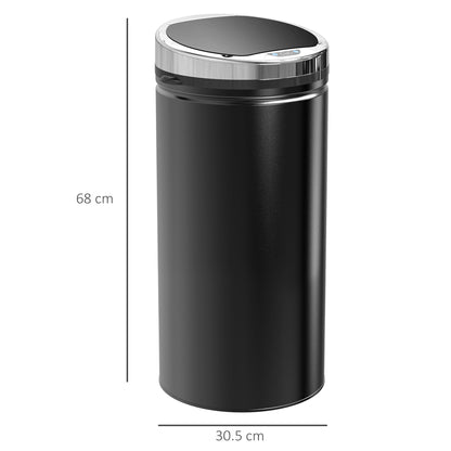 HOMCOM 42L Sensor Bin for Kitchen Waste Automatic Dustbin Motion Detection Dustbin  Stainless Steel Rubbish Can with Bucket, Black 