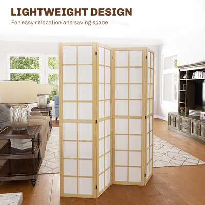 HOMCOM 4 Panel Folding Room Divider, Freestanding Room Separator, Indoor Privacy Screen for Living Room, Bedroom, 160 x 170cm 