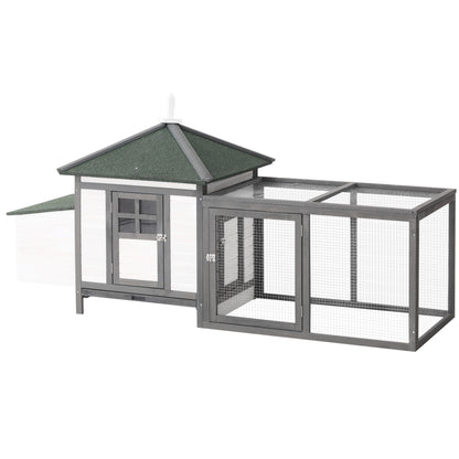 PawHut Chicken Coop Small Animal Pet Cage w/ Nesting Box Outdoor Run Wooden 