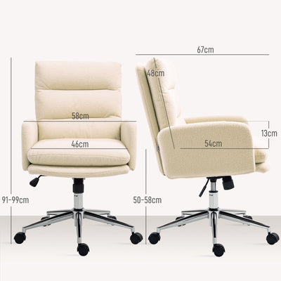 HOMCOM 91-99cm Sherpa Fleece Office Chair - Cream White 