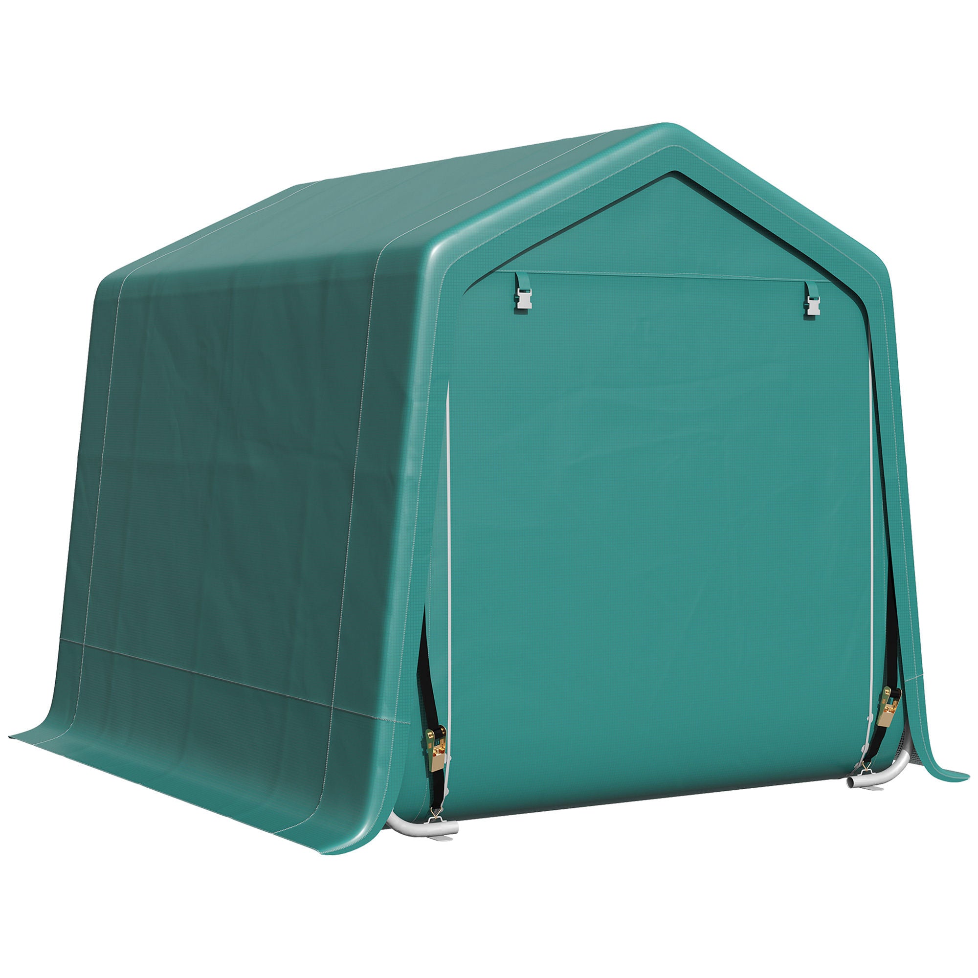 Outsunny 8 x 6.5 ft Outdoor Garden Storage Shed, Waterproof Bike Tent with Double Roll-up Zipper Door for Garden Tools, Green 