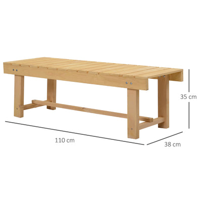 Outsunny 5 Pieces 2-seater Outdoor Indoor Wooden Garden Bench Fir Patio Loveseat, 110L x 38W x 35Hcm, Natural 