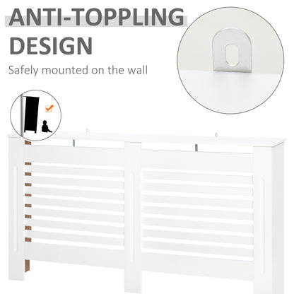 HOMCOM Radiator Cover, Modern MDF White Painted Cabinet with Horizontal Slats for Living Room, Bedroom, 172L x 19W x 81H cm 