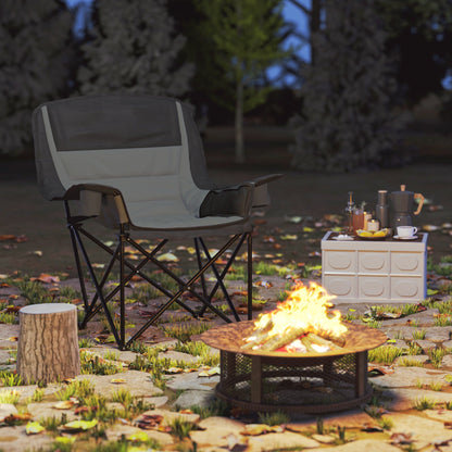 Outsunny Portable Padded Camping Chair, with Bag - Black/Grey 