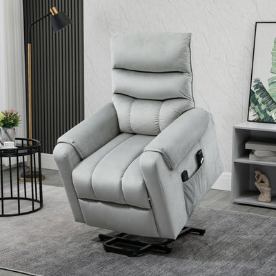 HOMCOM Vibration Massage Rise and Recliner Chair, Electric Power Lift Recliner with Remote Control and Side Pockets, Grey 