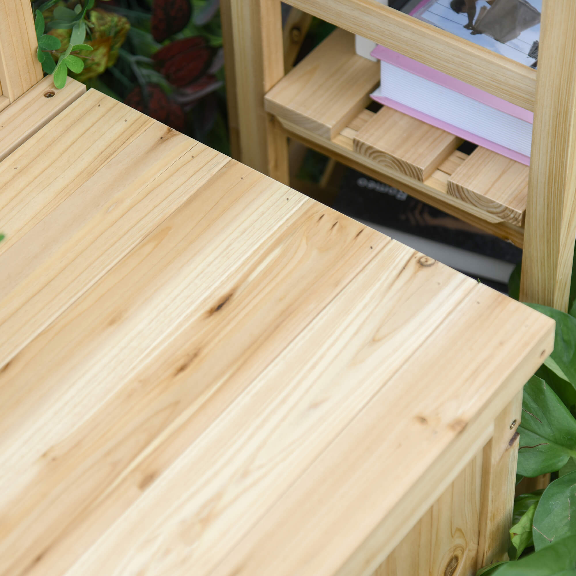 Outsunny Wood Storage Bench for Patio Furniture, Outdoor Garden Seating Tools 