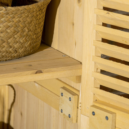 Outsunny 87 x 47 x 160cm Wooden Garden Shed, Sheds & Outdoor Storage with Asphalt Roof and 2 Lockable Doors, Natural 