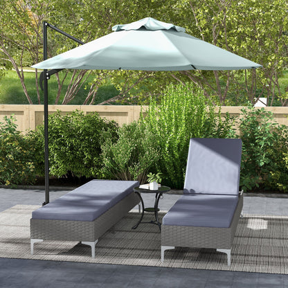 Outsunny Outdoor PE Rattan Sun Lounger Set of 2, Multi-position Backrest Adjustable Single Recliner Sunbed Daybed with Removeable & Washable Cushion, for Patio, Garden, Dark Grey 