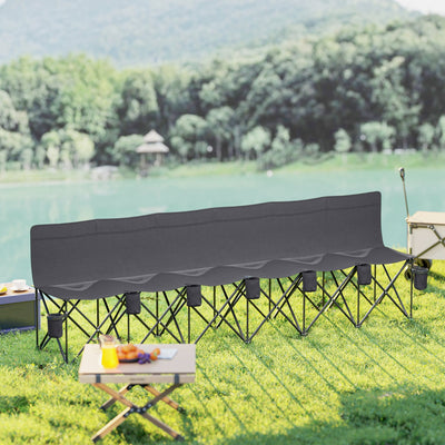 Outsunny 6 Seater Folding Camping Chair with Cup Holder & Carry Bag - Charcoal Grey 