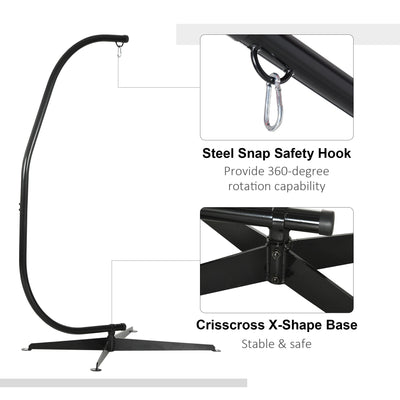 Outsunny Hanging Hammock Stand Hammock Chair Stand C Stand Steel Heavy Duty Stand for Hanging Hammock Air Porch Swing Chair Indoor Outdoor (Only Construction) 