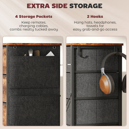 HOMCOM Chest of Five Fabric Drawers - Rustic Brown