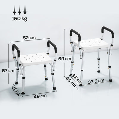 HOMCOM 57-69cm Aluminium Frame Bath Seat 