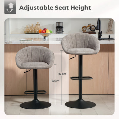 HOMCOM Set of Two Relaxed Tub Bar Stools - Grey 