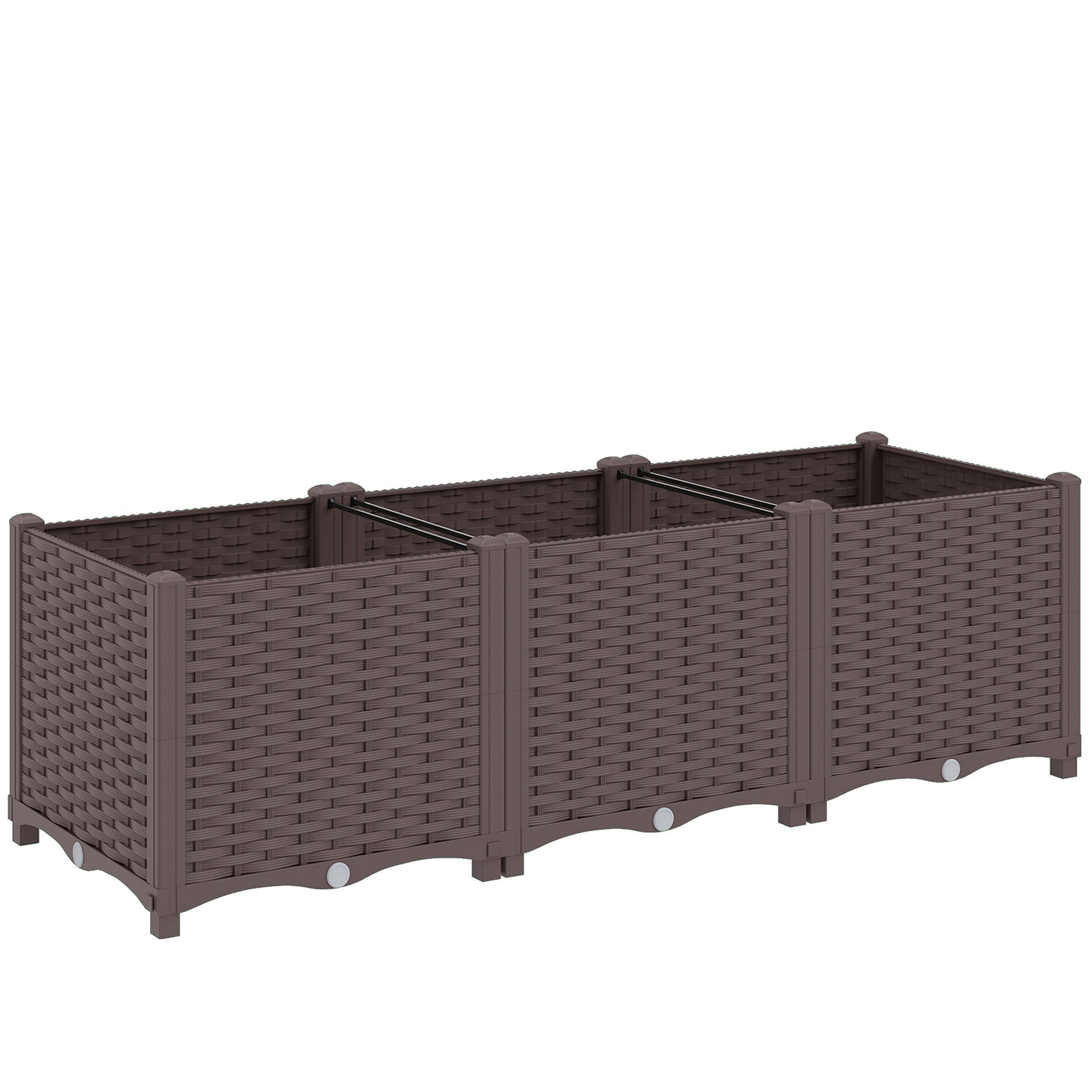 Outsunny Plastic Raised Garden Bed with Legs, Self Watering Elevated Planter Boxes with Drainage Holes and Plugs 