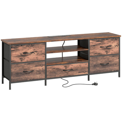 HOMCOM Multi-Storage Industrial TV Stand - Brown/Grey/Black 
