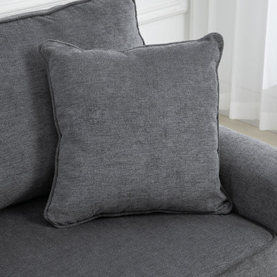 HOMCOM 3 Seater Sofas for Living Room, Fabric Sofa with Felt Mats, Cushions and Pillows, Grey 