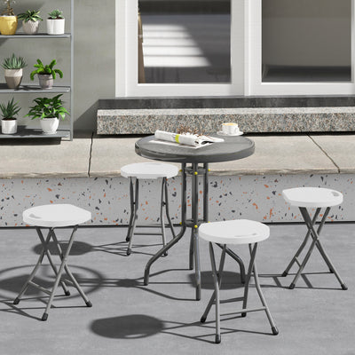 Outsunny Set of Four Folding Carry Stools - White 