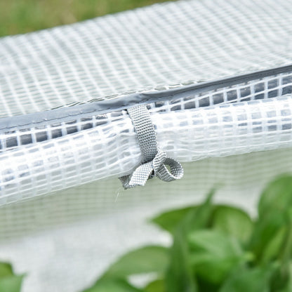 Outsunny Mini Greenhouse Portable Flower Planter Tomato Vegetable House for Garden Backyard with Zipper 120 x 60 x 60 cm, White 