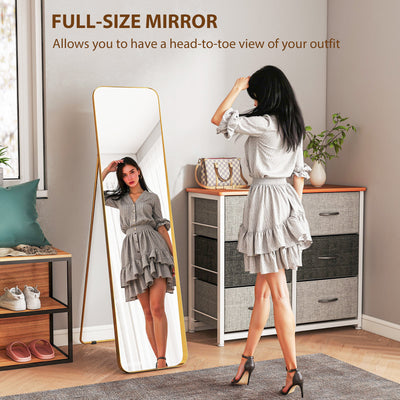 HOMCOM 40 x 160 cm Rectangular Full Length Mirror - Gold Tone 