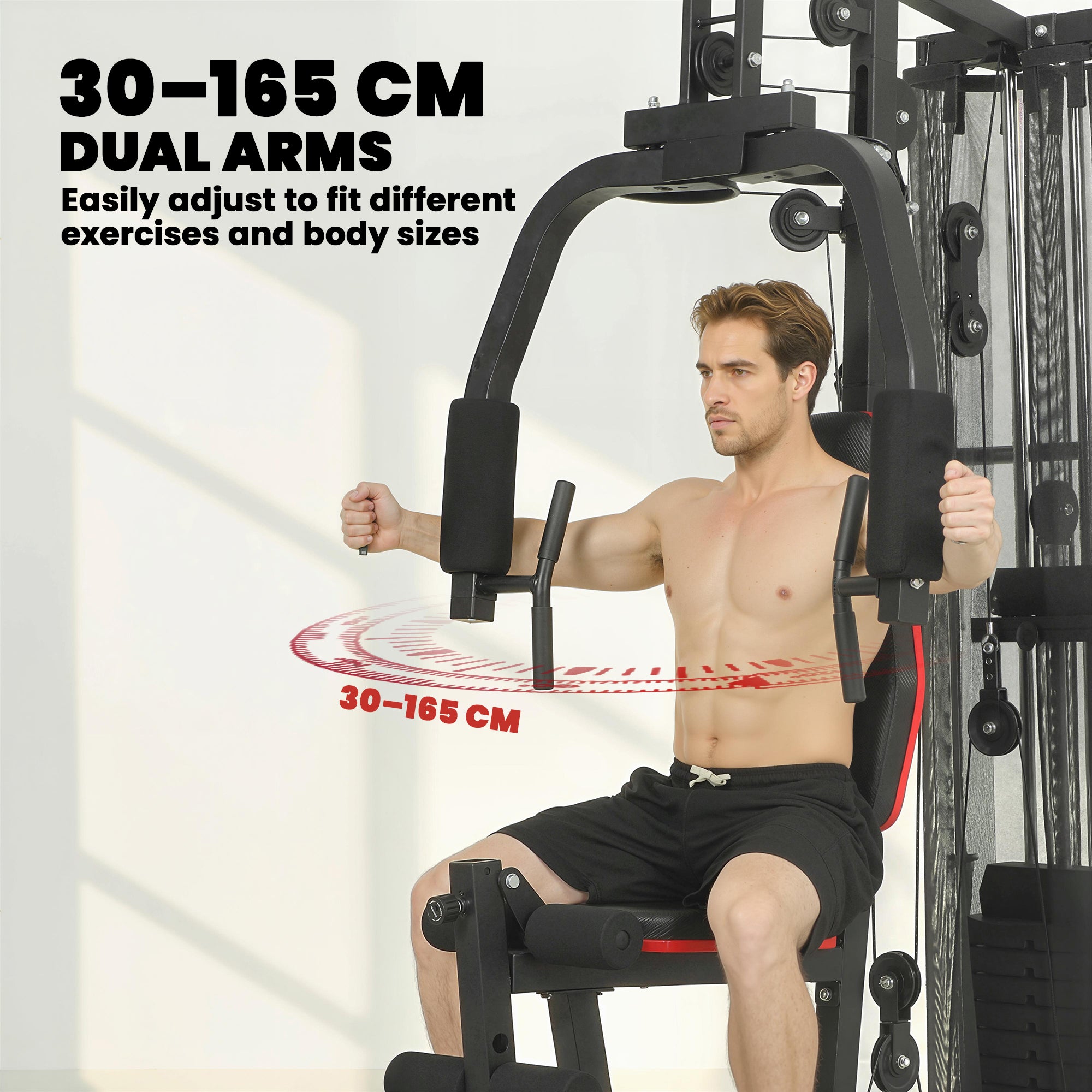 SPORTNOW Home Multi Gym Smith Machine with 65kg Weight Stack, Cable Pulley System, Chest Station, Preacher Pad & Leg Developer 