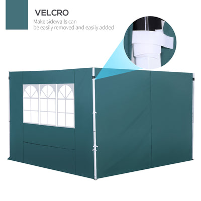 Outsunny 3 Meters Gazebo Replaceable Exchangeable Side Panel Wall Panels Walls With Window, Dark Green 