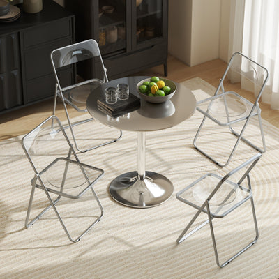 HOMCOM Foldable Chairs, Folding Chairs with Transparent Seat and Backrest, Heavy Duty Steel Frame, 47W x 48D x 75H cm, Clear 