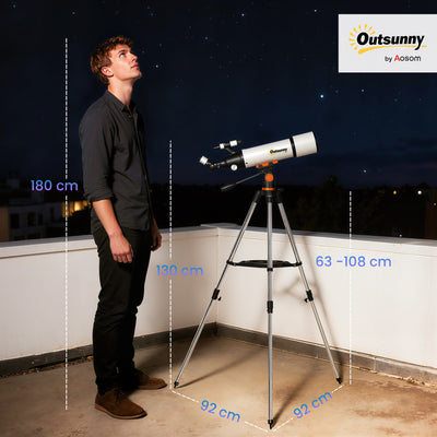 Outsunny Astronomy Telescope for Adults and Beginners with 80 mm Aperture, Carry Bag, White 