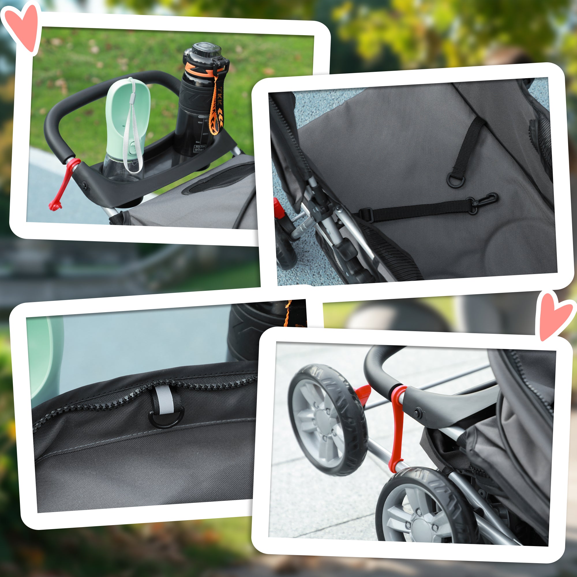 PawHut Foldable Pet Stroller for Small and Miniature Dog, Dark Grey 