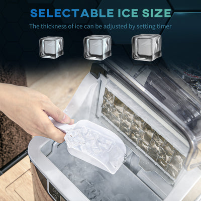 HOMCOM 3.2L Compact Ice Machine, with LCD Screen and Accessories - Black 