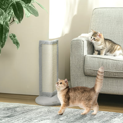 PawHut 56cm Corner Cat Scratching Post with Sisal Scratching Pad, Grey 
