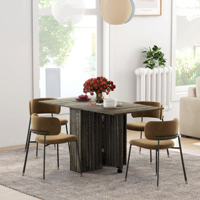 HOMCOM Folding Dining Table, Drop Leaf Table with 2-Tier Shelves, Rolling Casters, for Small Spaces, Kitchen, Grey 