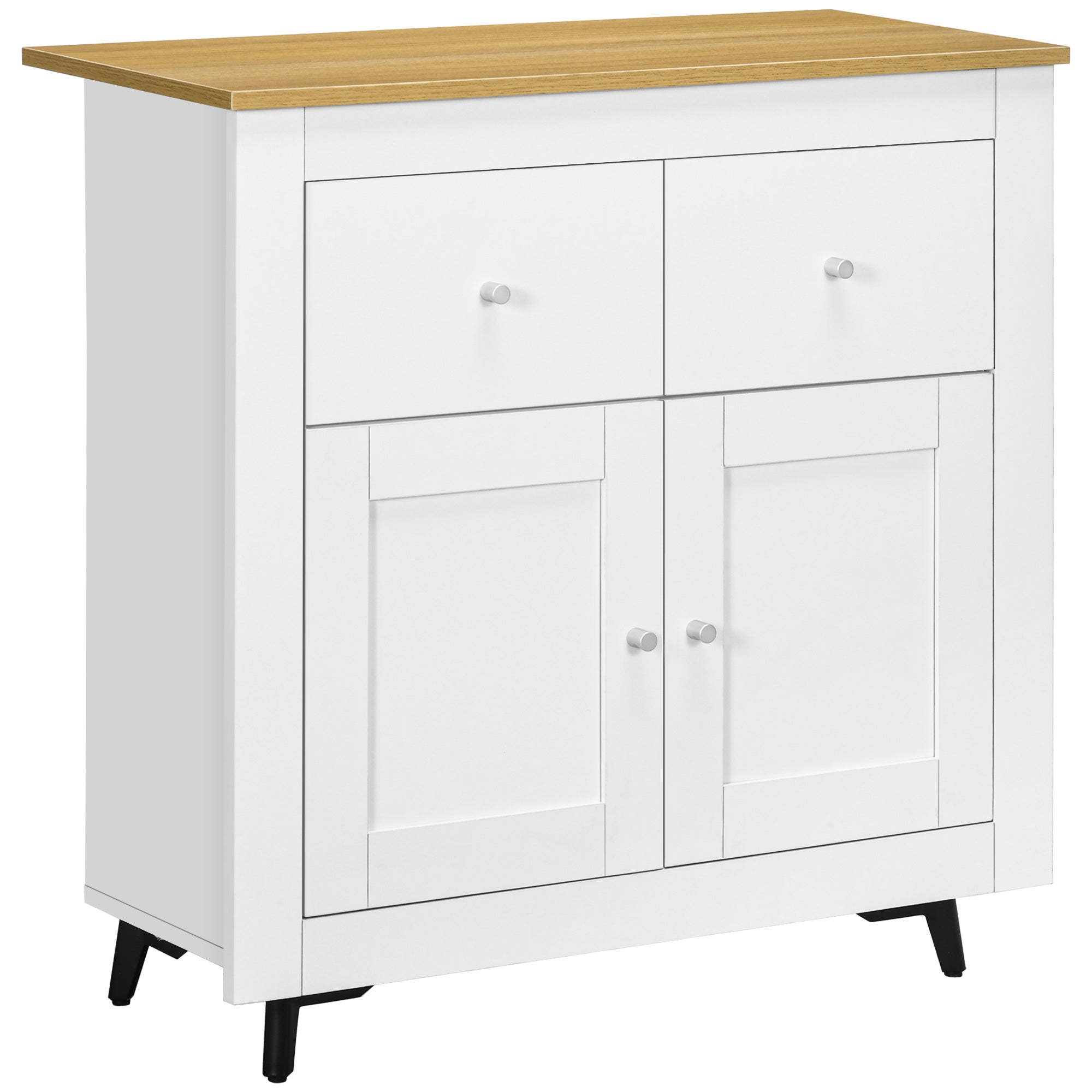 HOMCOM Sideboard Storage Cabinet, Modern Kitchen Cupboard with Double Doors and Drawers for Dining Room, Living Room and Entryway, White 