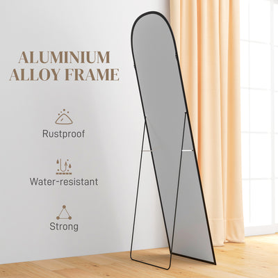 HOMCOM 162cm Aluminium Frame Standing Mirror - Black 