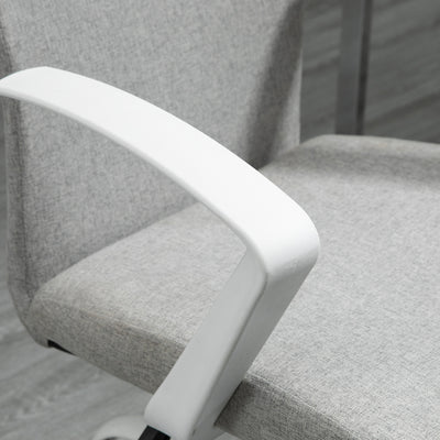 Vinsetto Office Chair Linen Swivel Computer Desk Chair Home Study Task Chair with Wheels, Arm, Adjustable Height, Light Grey 