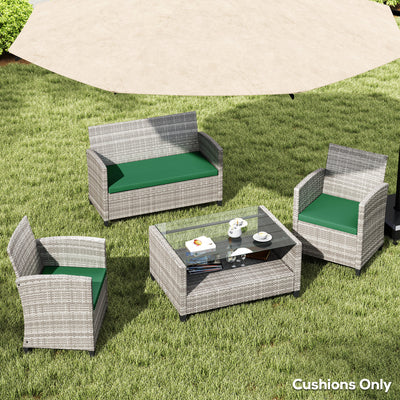 Outsunny Outdoor Seat Cushion Pads for Rattan Furniture, 3 PCs Garden Furniture Cushions, Green 